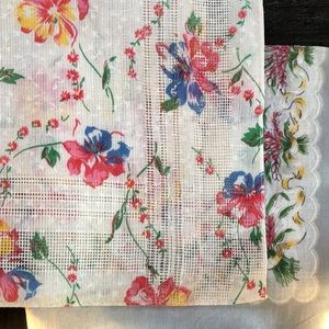 Vintage Handkerchiefs 1950’s Set of 2 EUC! Floral Farmhouse Cotton EUC!
